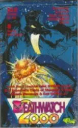 VHS tape cover for Death Watch 2000 with sun and figure on factory sealed trading cards