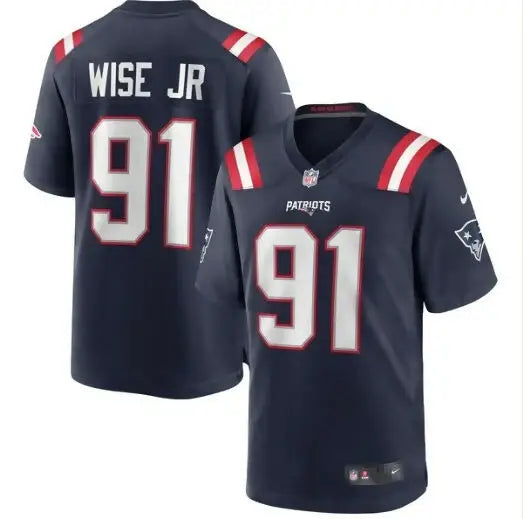 Deatrich Wise Jr New England Patriots Navy Nike Game Jersey with number 91