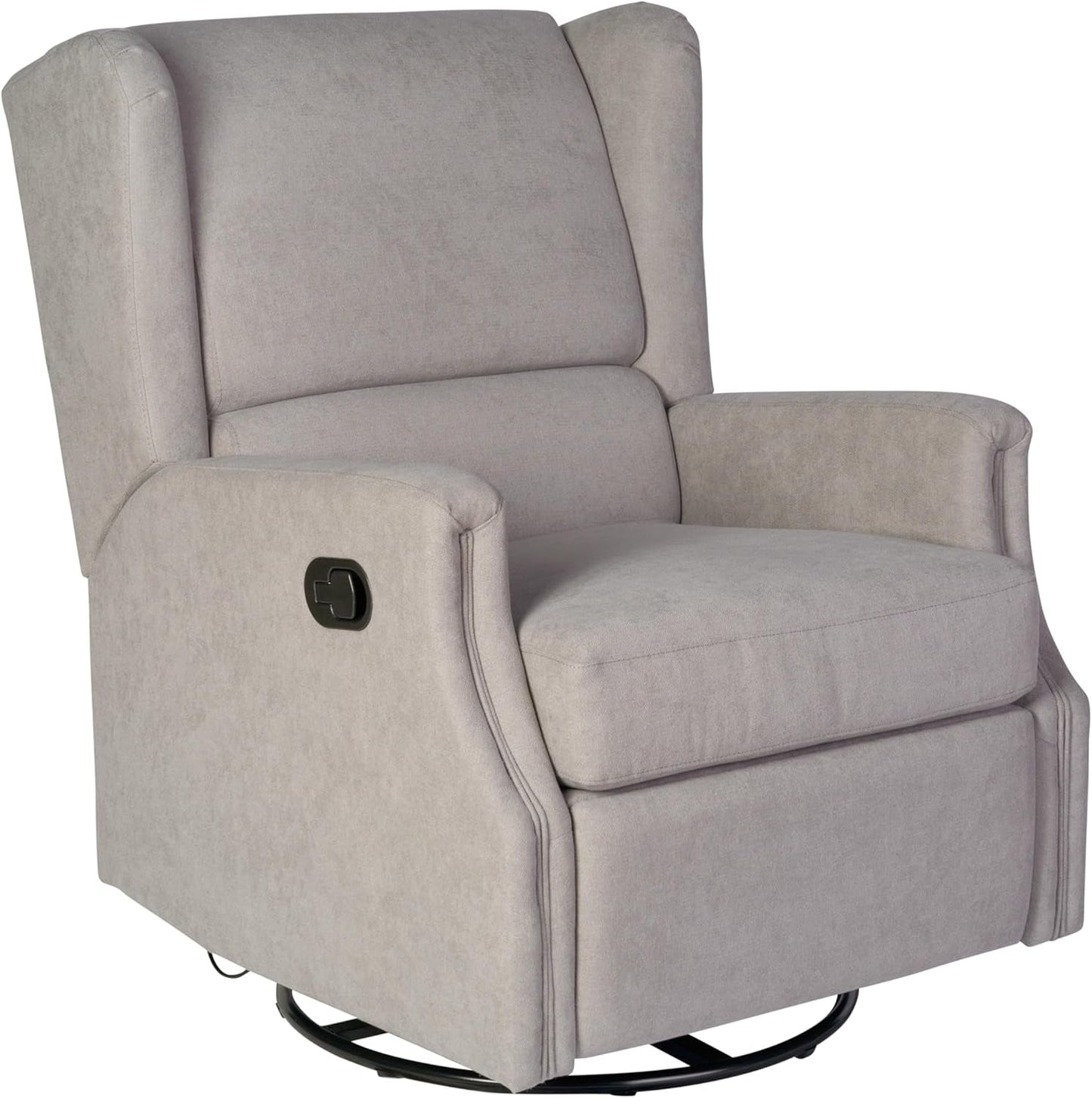 Omma Swivel Glider Rocking Recliner, Manual Wingback Recliner with 360 Degree Swivel, for Living Room, Bedroom, or Nursery, Upholstered, Light Gray-0