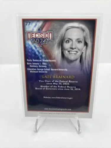 Lael Brainard trading card from Decision 2022 political trading collection #77
