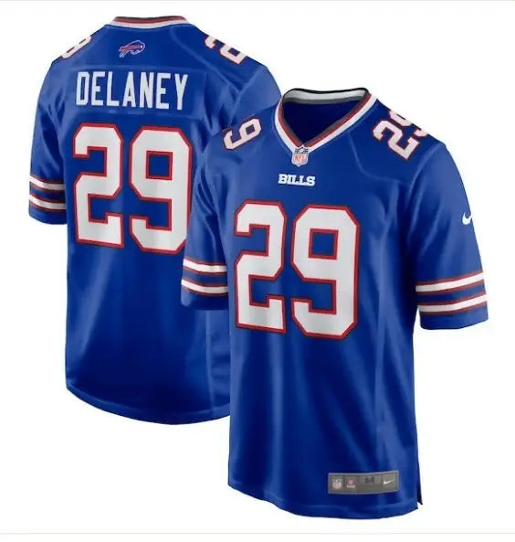 Blue Buffalo Bills Nike Game Jersey with number 29 displayed for Dee Delaney