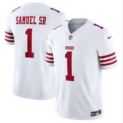 White San Francisco 49ers Deebo Samuel Sr Nike Vapor F.U.S.E. Limited Jersey with red numbers