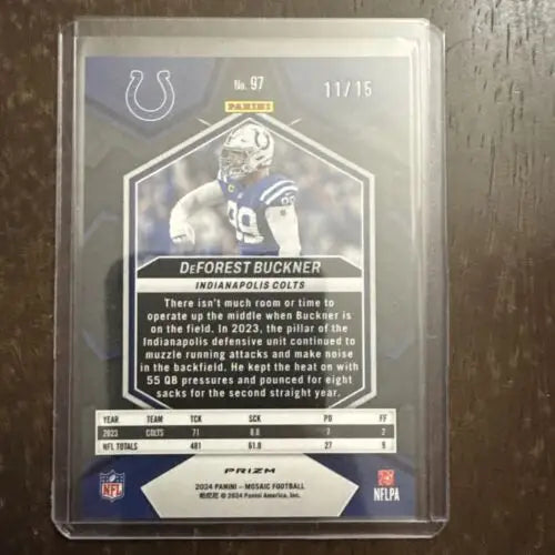 DeForest Buckner Tessellation 11/15 SP 2024 Panini Mosaic Football card collectible