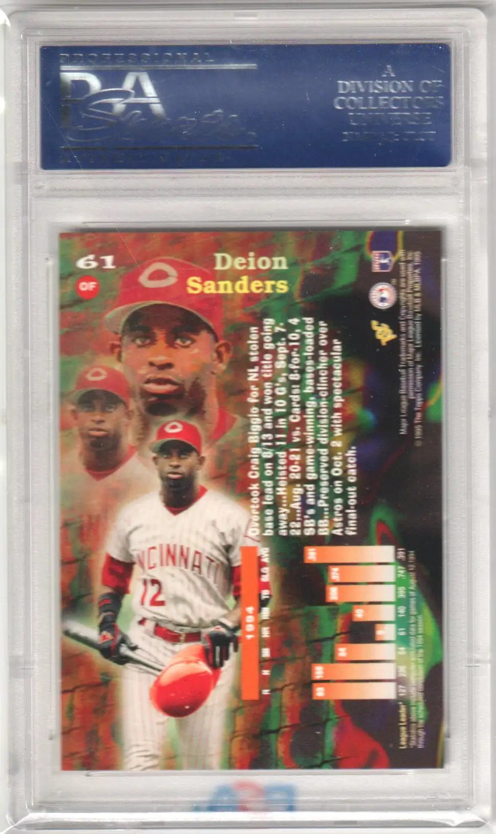 Deion Sanders baseball card from Topps Stadium Club Virtual Reality PSA 10 GEM MINT