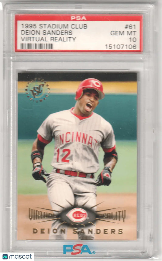 Graded Deion Sanders baseball card from Topps Stadium Club Virtual Reality PSA 10 GEM MINT