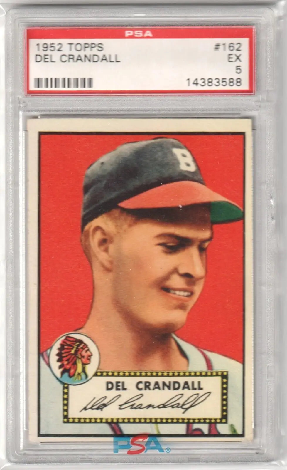 Graded 1952 Topps Del Crandall baseball card from Columbia Hobby, PSA 5 EX, Braves