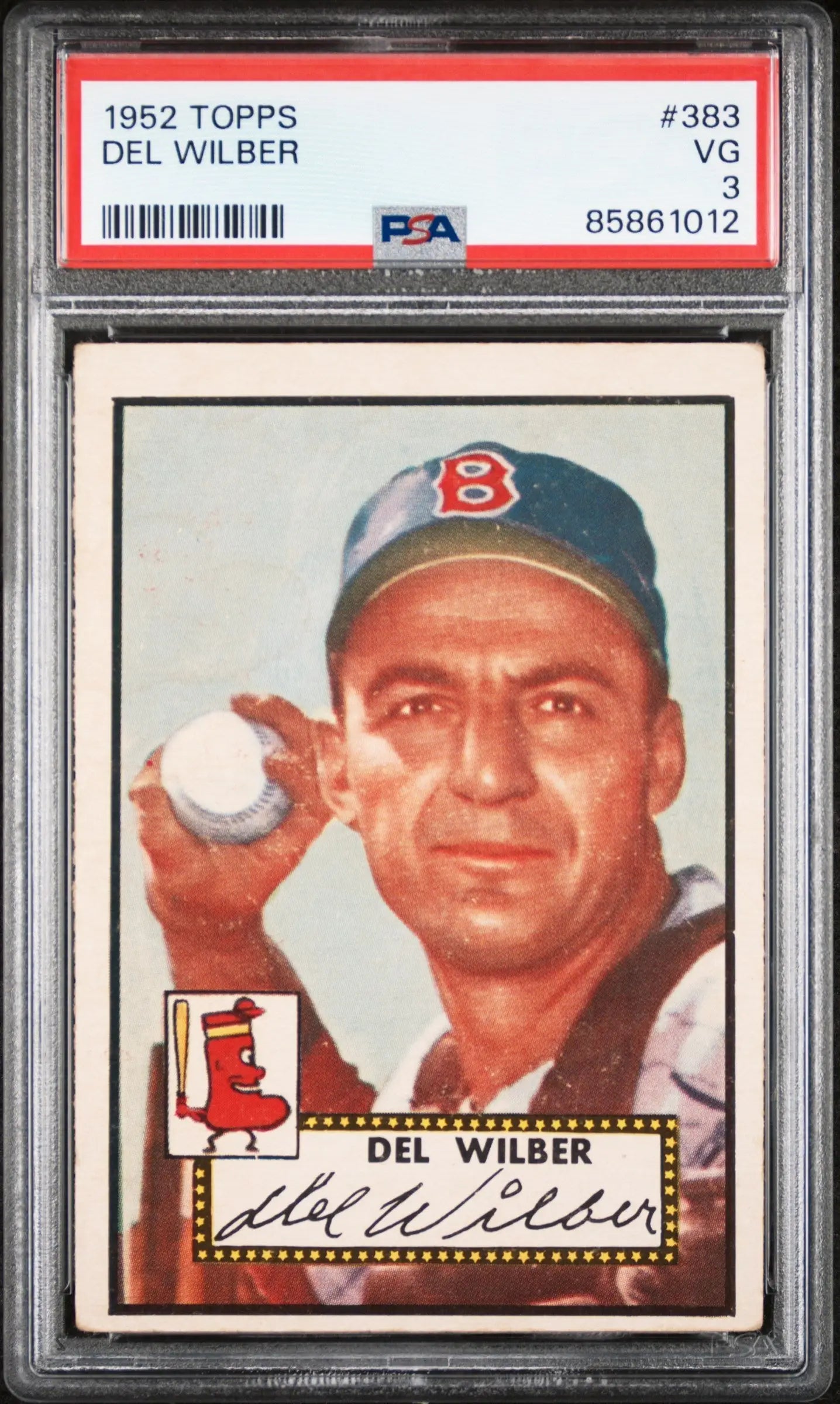 Del Wilber 1952 Topps #383 graded baseball card in PSA holder for trading cards collectors