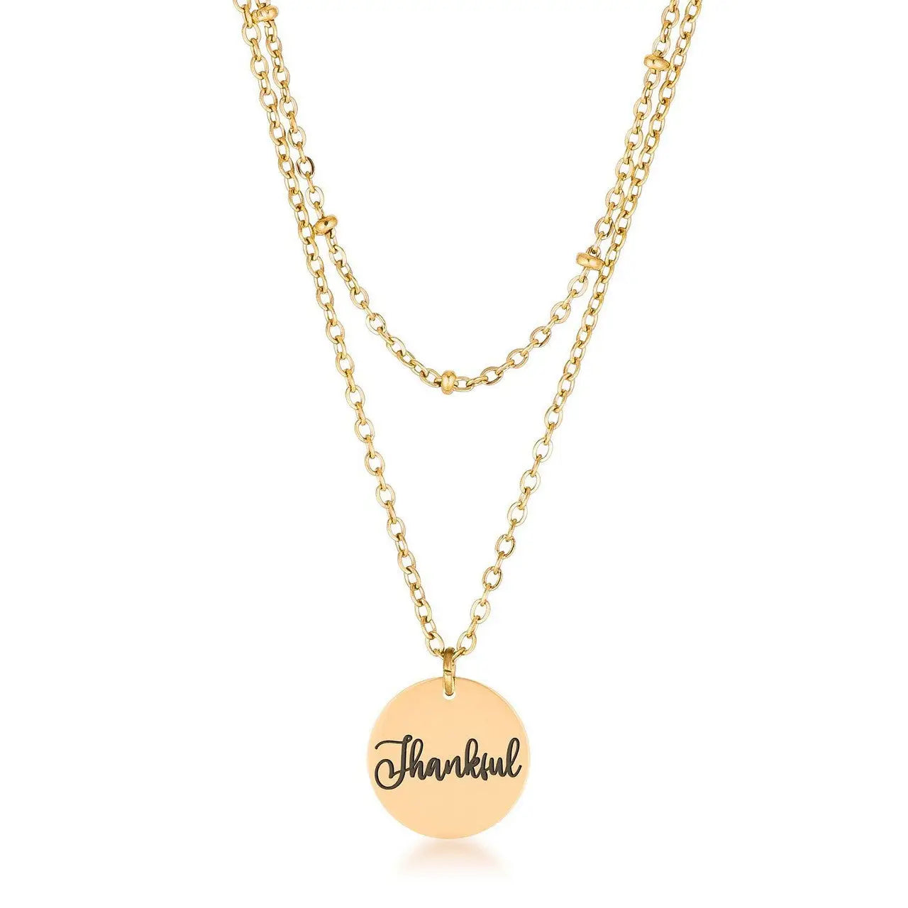 Delicate 18k Gold Plated Thankful Necklace - Necklaces