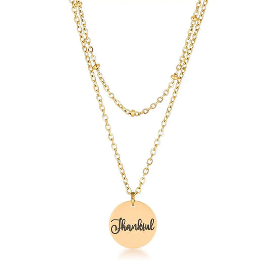 Delicate 18k Gold Plated Thankful Necklace - Necklaces