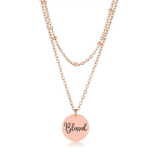 Delicate Rose Gold Plated Blessed Necklace - Necklaces