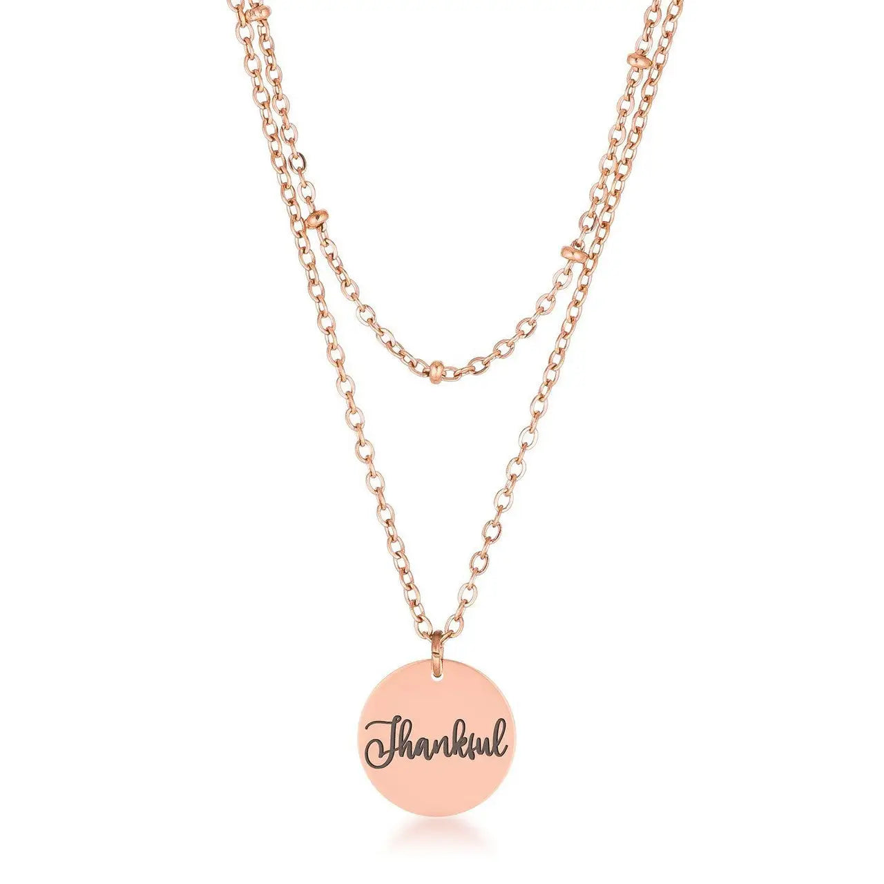 Delicate Rose Gold Plated Thankful Necklace - Necklaces