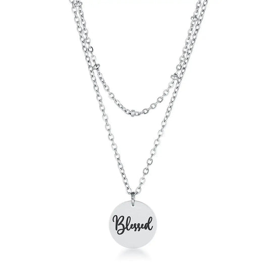 Delicate Stainless Steel Blessed Necklace - Necklaces