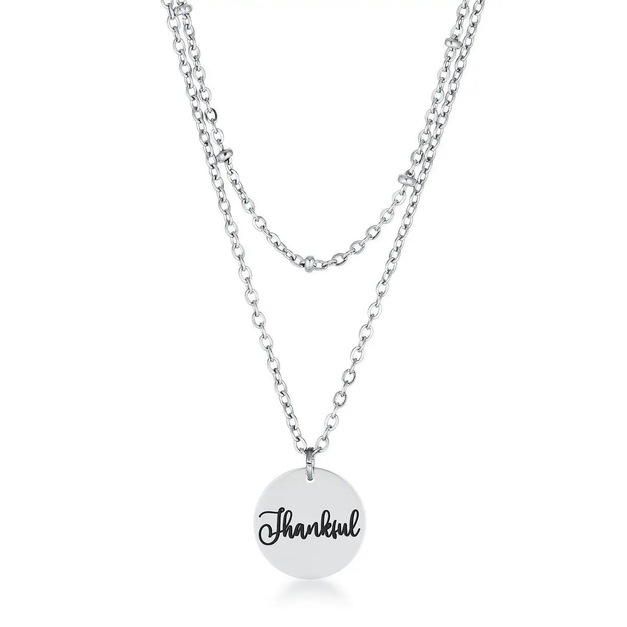 Delicate Stainless Steel Thankful Necklace - Necklaces