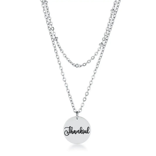 Delicate Stainless Steel Thankful Necklace - Necklaces
