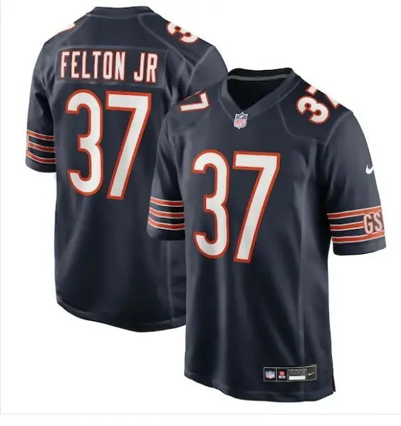 Dark blue Chicago Bears football jersey with number 37 and FELTON JR on the back