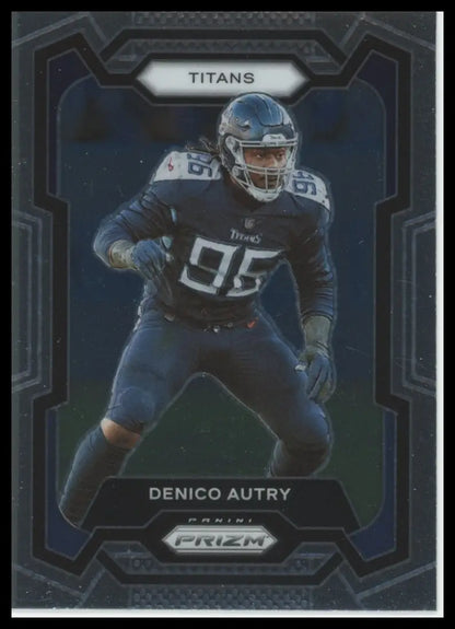 Football trading card featuring Denico Autry in dark uniform from Panini Prizm 2023
