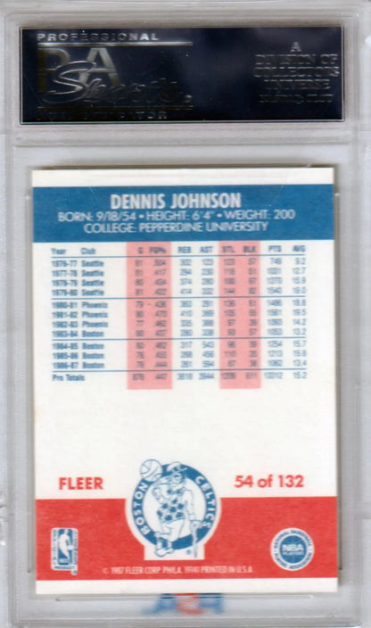 Dennis Johnson basketball trading card from Columbia Hobby, 1987-88 Fleer #54 PSA 9