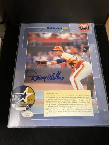 Autographed Denny Walling Astros99 photo, Houston Astros JSA certified framed image