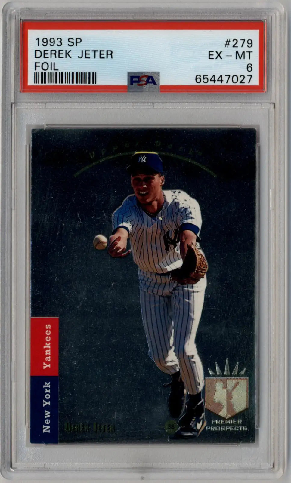 Derek Jeter 1993 SP Foil #279 PSA 6 Excellent Mint trading card in protective case