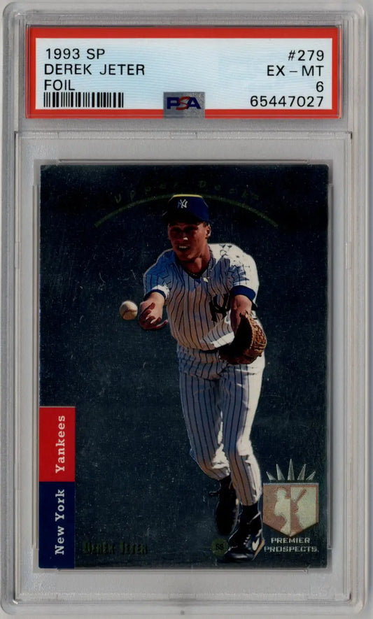 Derek Jeter 1993 SP Foil #279 PSA 6 Excellent Mint trading card in protective case