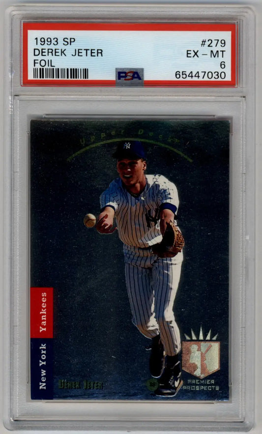 Derek Jeter 1993 SP Foil #279 PSA 6 Excellent Mint trading card in protective case