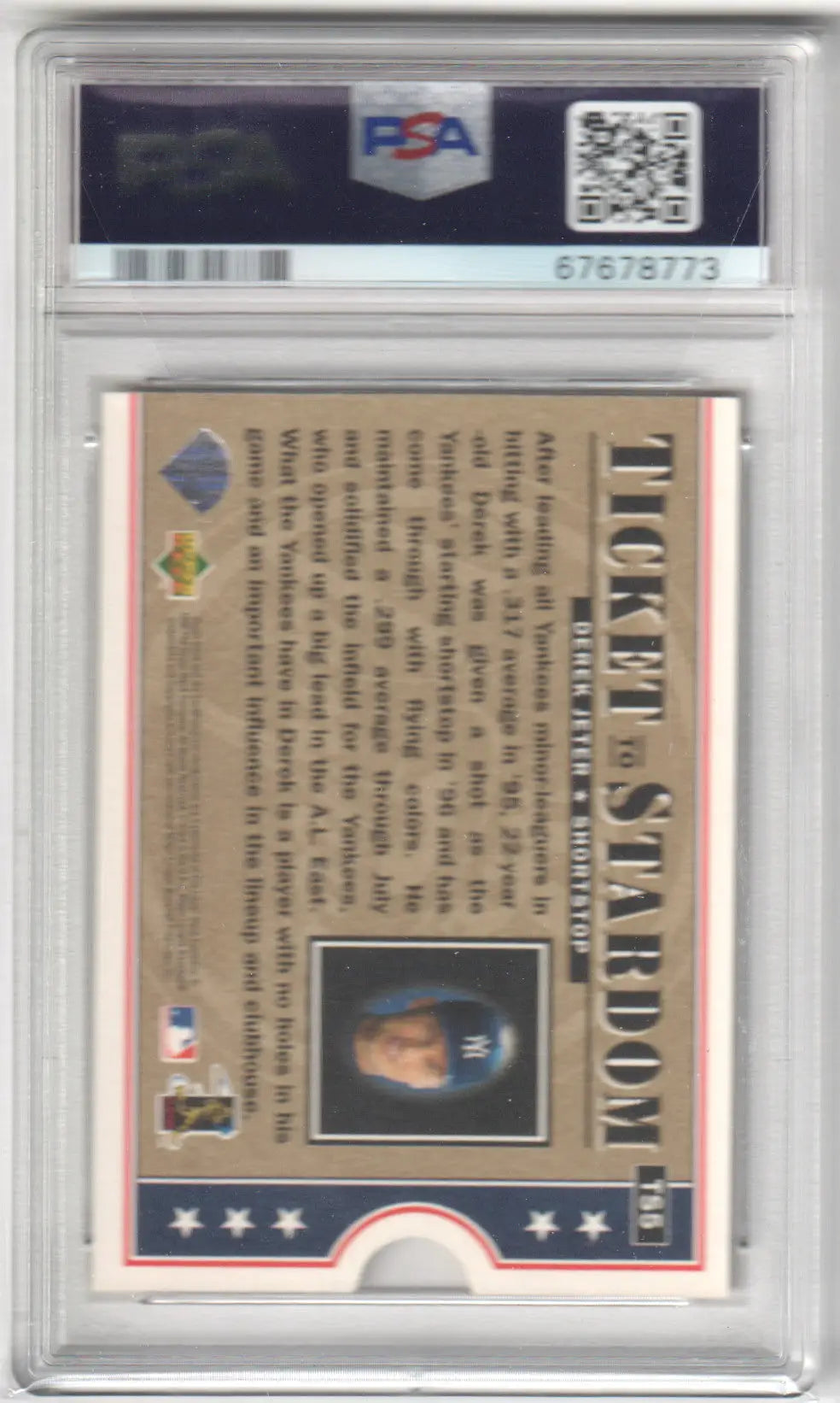 Derek Jeter baseball card from Upper Deck Ticket To Stardom series at Columbia Hobby