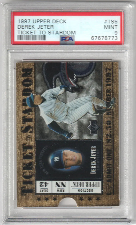 Graded Derek Jeter baseball card from Upper Deck Ticket To Stardom series at Columbia Hobby