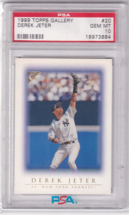 Graded Derek Jeter baseball card from Topps Gallery, PSA 10 GEM MINT, Columbia Hobby