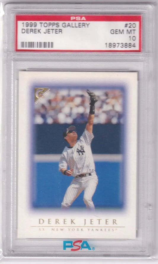 Graded Derek Jeter baseball card from Topps Gallery, PSA 10 GEM MINT, Columbia Hobby
