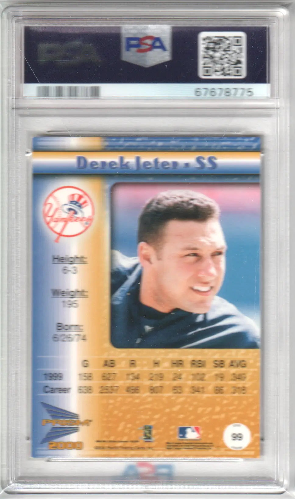 Derek Jeter baseball card in Columbia Hobby Rapture Gold PSA Pacific Prism product
