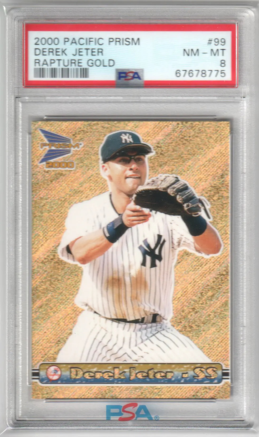 Graded Derek Jeter baseball card Columbia Hobby Pacific Prism Rapture Gold PSA 8 NM-MT