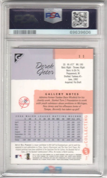 Graded Derek Jeter baseball card from Topps Gallery, PSA 9 Mint, Columbia Hobby