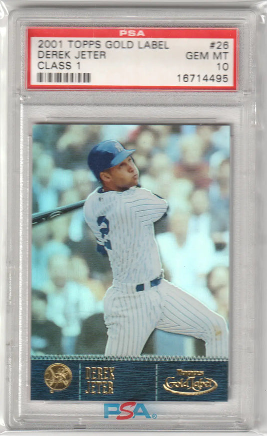 Graded Derek Jeter baseball card from Topps Gold Label Class 1 PSA 10 GEM MINT