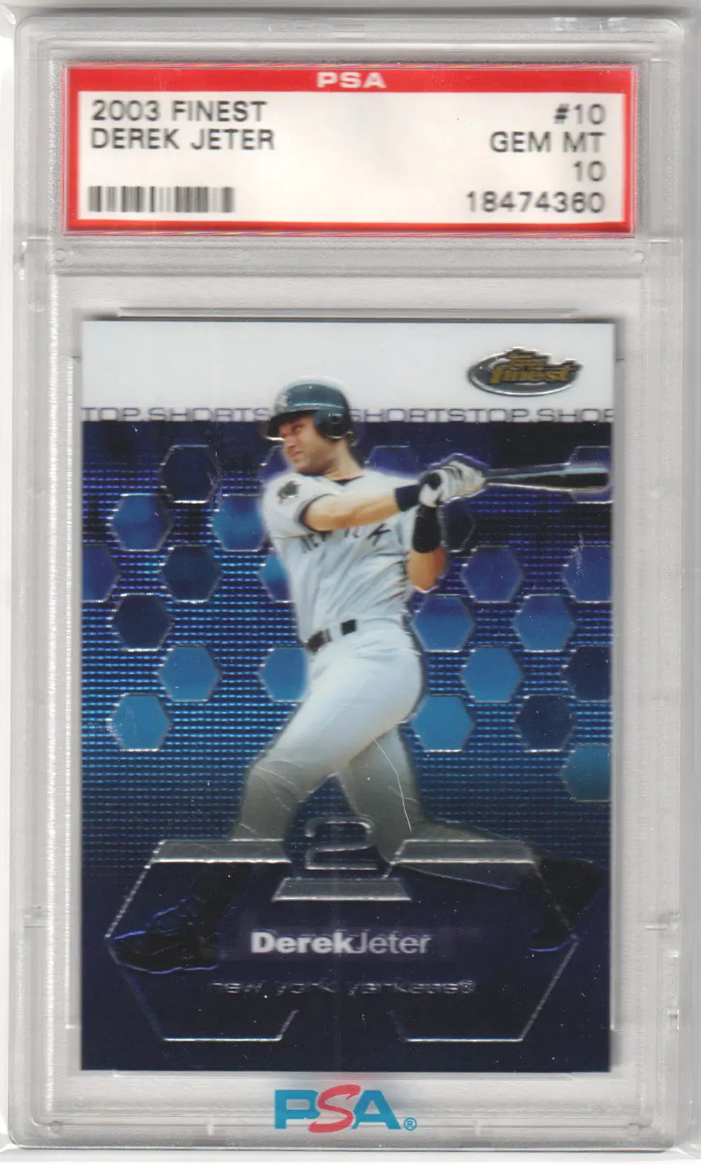 Graded Derek Jeter 2003 Finest #10 baseball card in gem mint condition from Columbia Hobby