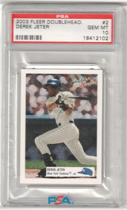 Graded Derek Jeter baseball card from Fleer Double Header series at Columbia Hobby