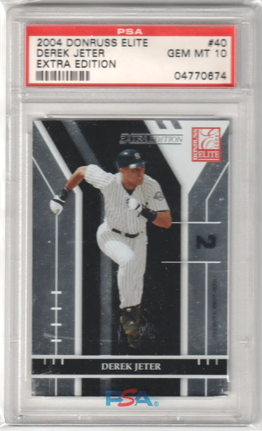 Graded Derek Jeter baseball card from Donruss Elite Extra Edition by Columbia Hobby