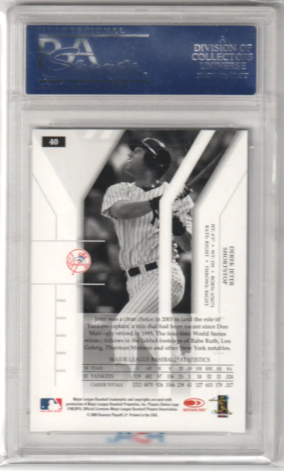 Graded Derek Jeter baseball card from Donruss Elite Extra Edition by Columbia Hobby
