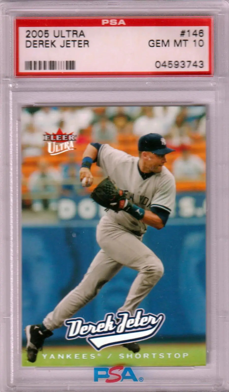 Derek Jeter baseball card from Fleer Ultra 2005, PSA 10 GEM MINT at Columbia Hobby