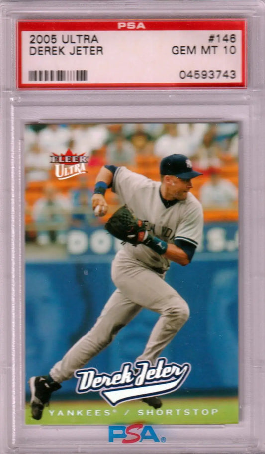 Derek Jeter baseball card from Fleer Ultra 2005, PSA 10 GEM MINT at Columbia Hobby