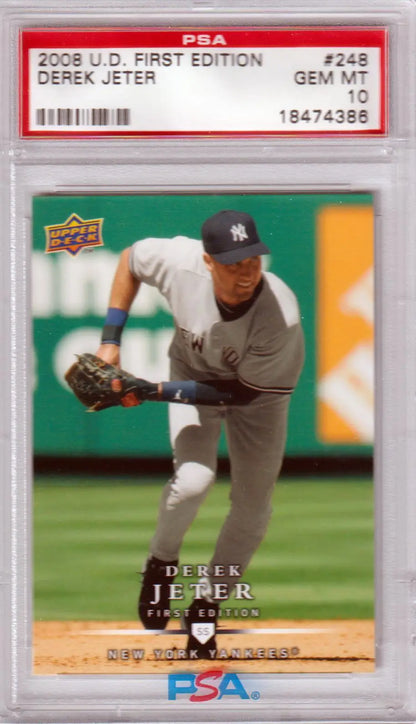Graded Derek Jeter baseball card from Upper Deck 2008 First Edition by Columbia Hobby