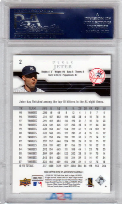 Derek Jeter baseball card from Columbia Hobby, authentic Derek Jeter 2008 Upper Deck SP Authentic