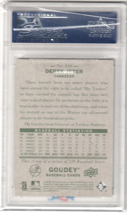 Graded Derek Jeter baseball card from Upper Deck Goudey series in PSA 10 GEM MINT