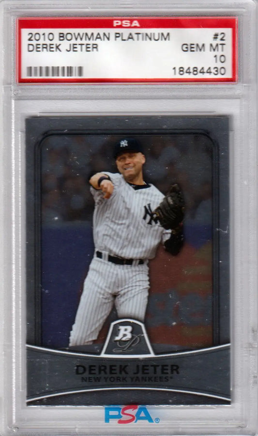 Derek Jeter baseball card from Bowman Platinum 2010 PSA 10 GEM MINT at Columbia Hobby