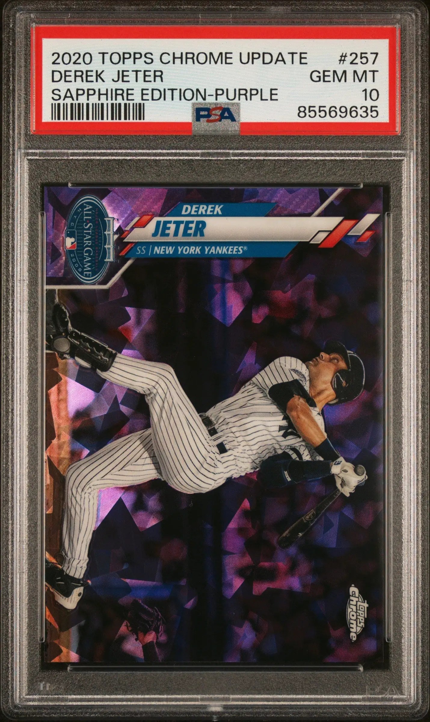 Derek Jeter 2020 Topps Chrome Update Sapphire Purple card PSA 10 Gem Mint
