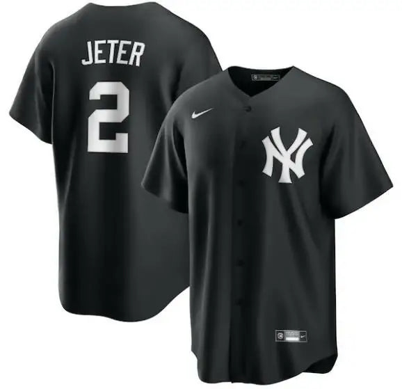 Black Derek Jeter New York Yankees Nike Lights Out replica baseball jersey