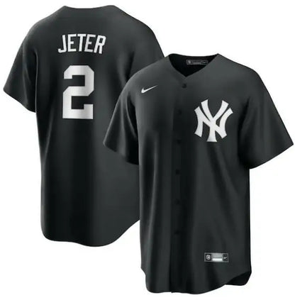 Black Derek Jeter New York Yankees Nike official replica player baseball jersey