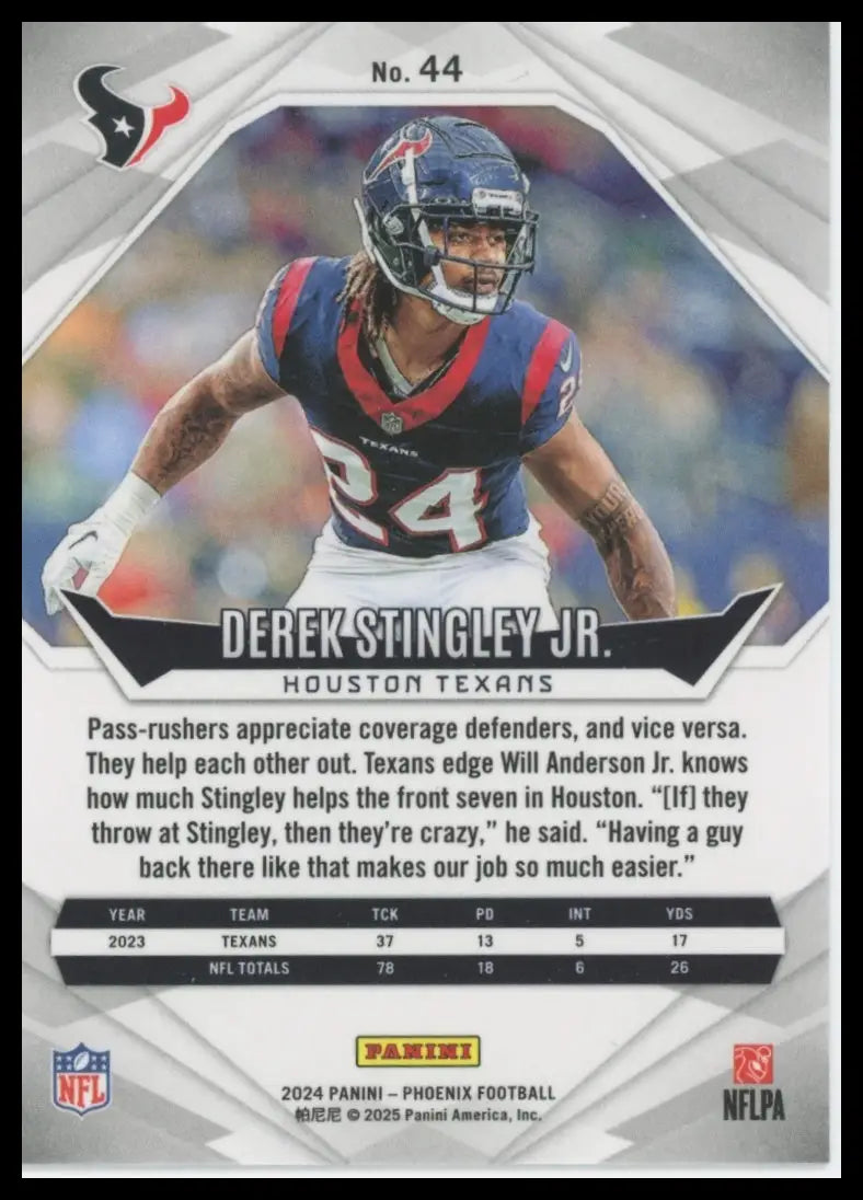Derek Stingley Jr. Panini Phoenix football card Houston Texans 2024 product display