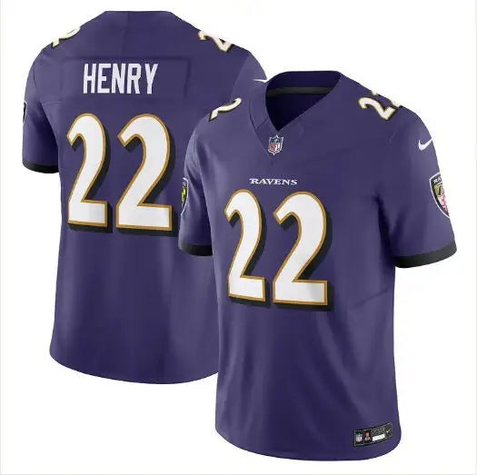 Purple Baltimore Ravens football jersey featuring Derrick Henry Nike Vapor F.U.S.E. logo