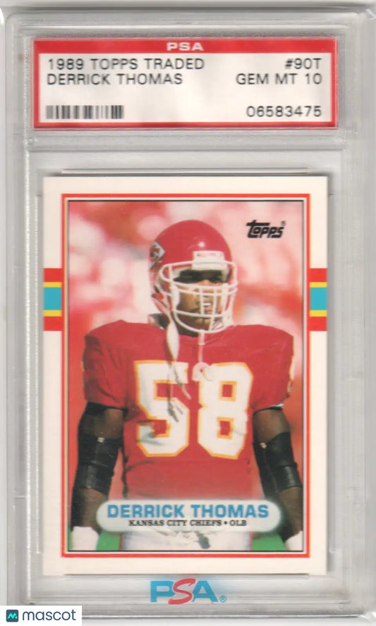 Derrick Thomas 1989 Topps Traded #90T PSA 10 Gem Mint football card from Columbia Hobby