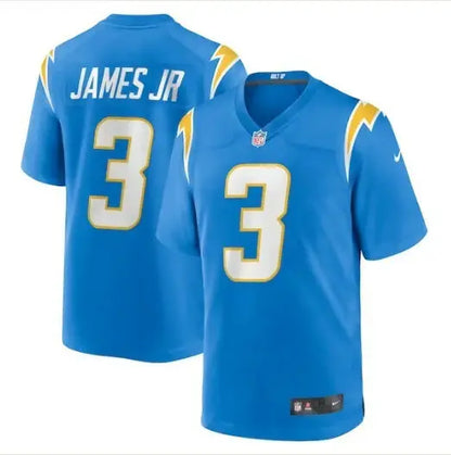 Light blue Los Angeles Chargers football jersey with number 3 and JAMES JR on back
